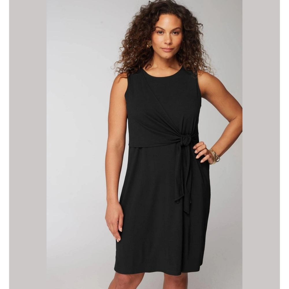 J.Jill Wearever Collection Tie-Waist Elegant Black Sleeveless Dress Size Medium - Picture 1 of 15